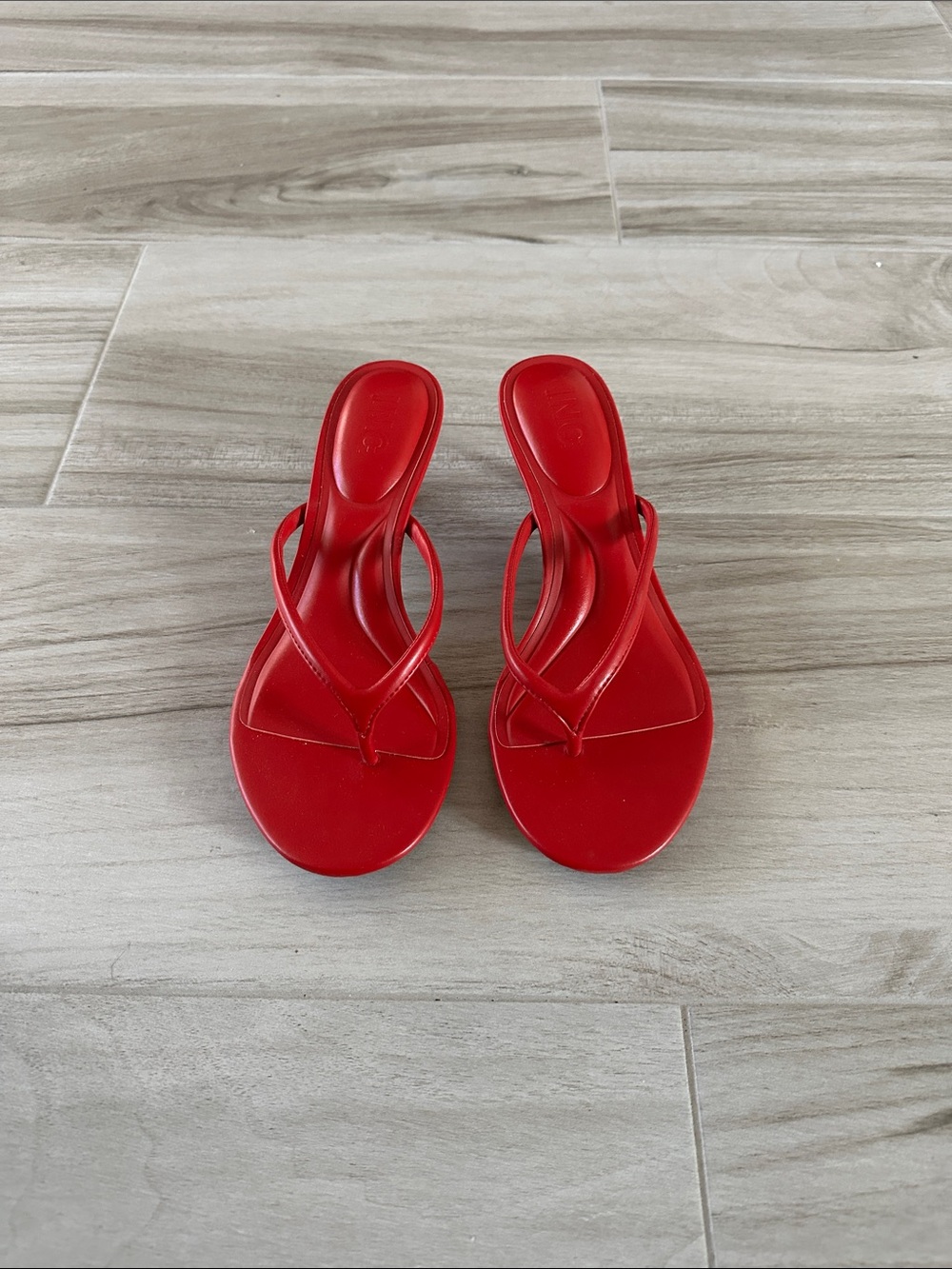 INC International Concepts Red and White Wedge Thong Sandals